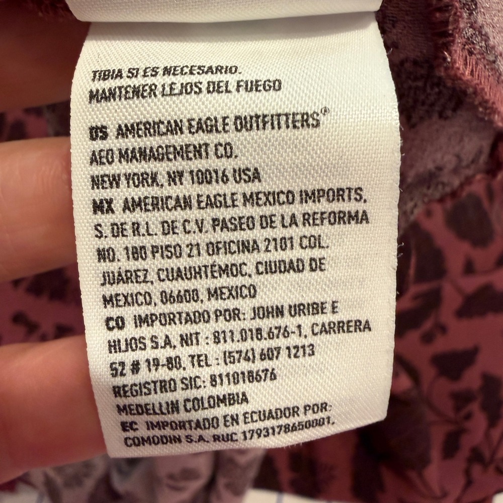 American Eagle Maxi Dress Womens Lrg Burgundy Floral Lace Trim Grunge Fairycore - Picture 12 of 16